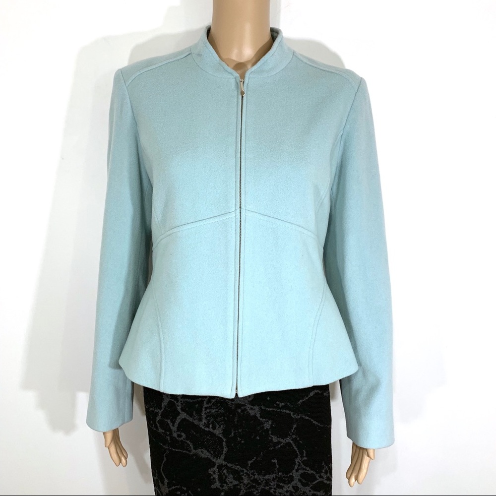 Light Blue Louben Wool Zip-Front Jacket - Picture 2 of 8
